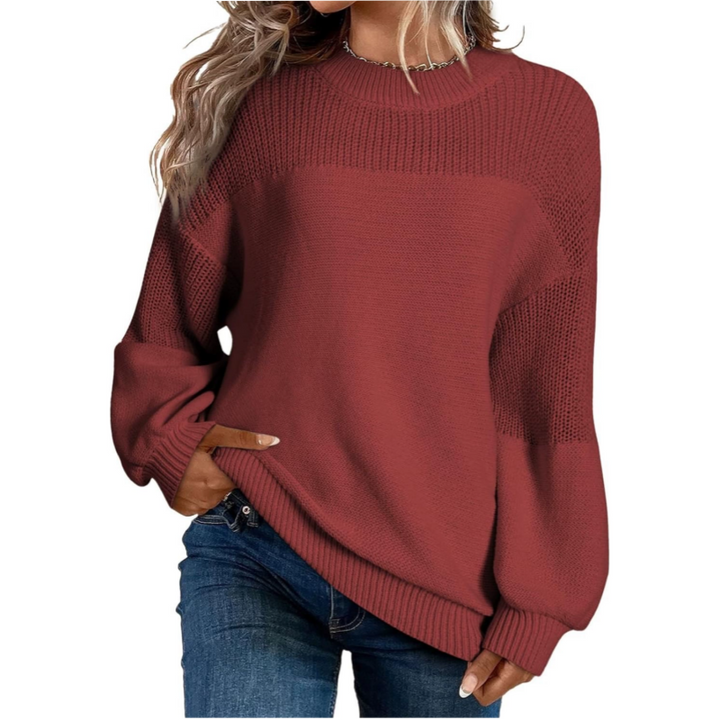 Marisol ribbed crew neck sweater in black, front view