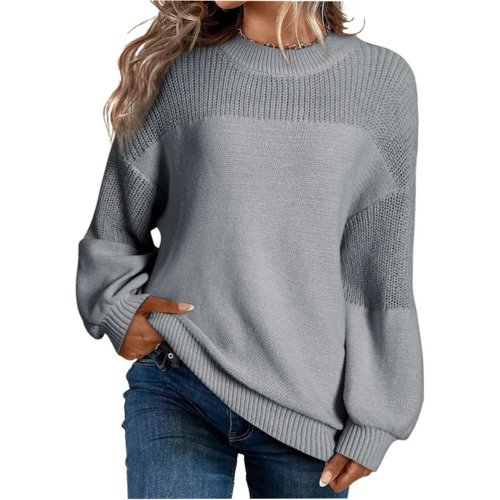 Marisol ribbed crew neck sweater in black, front view