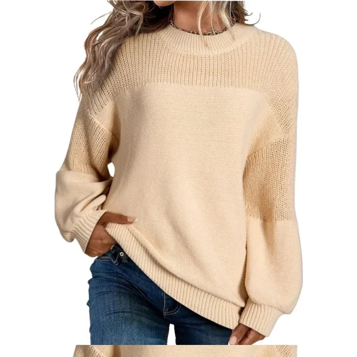 Marisol ribbed crew neck sweater in black, front view