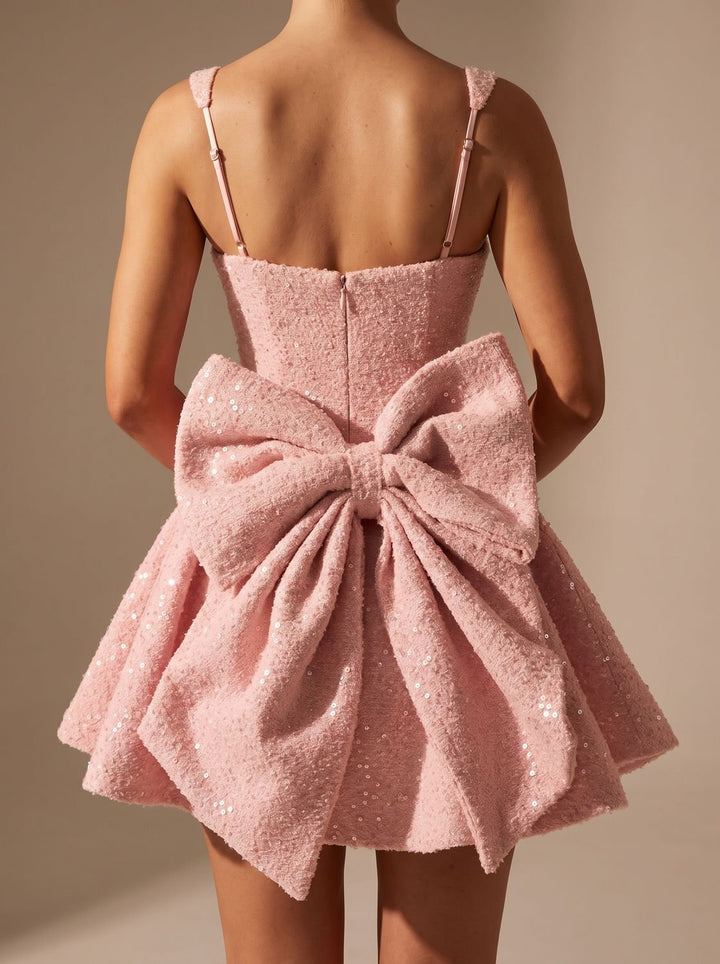 Harlowe sequin fit-and-flare dress, side profile view
