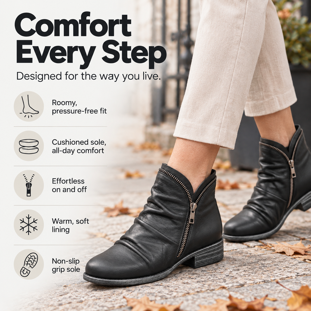 Vivienne purple slouch ankle boots, product side view