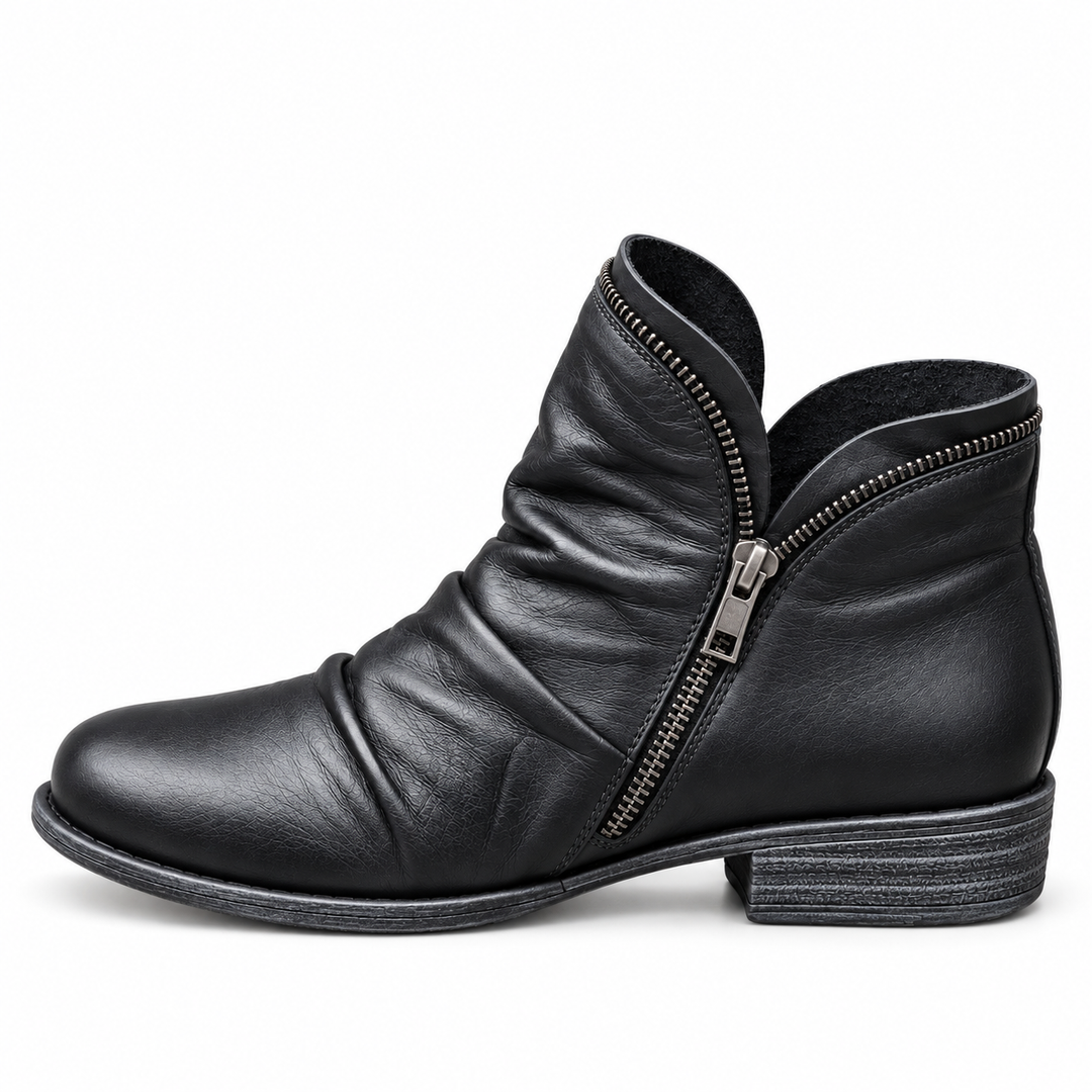 Vivienne purple slouch ankle boots, product side view
