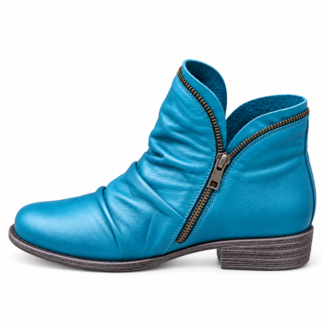 Vivienne purple slouch ankle boots, product side view