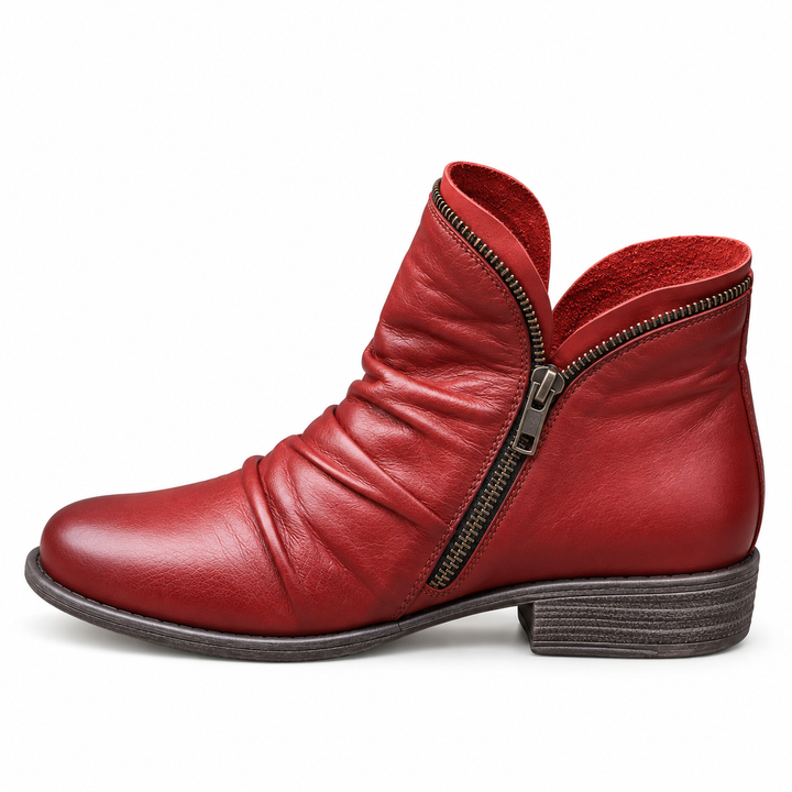 Vivienne purple slouch ankle boots, product side view