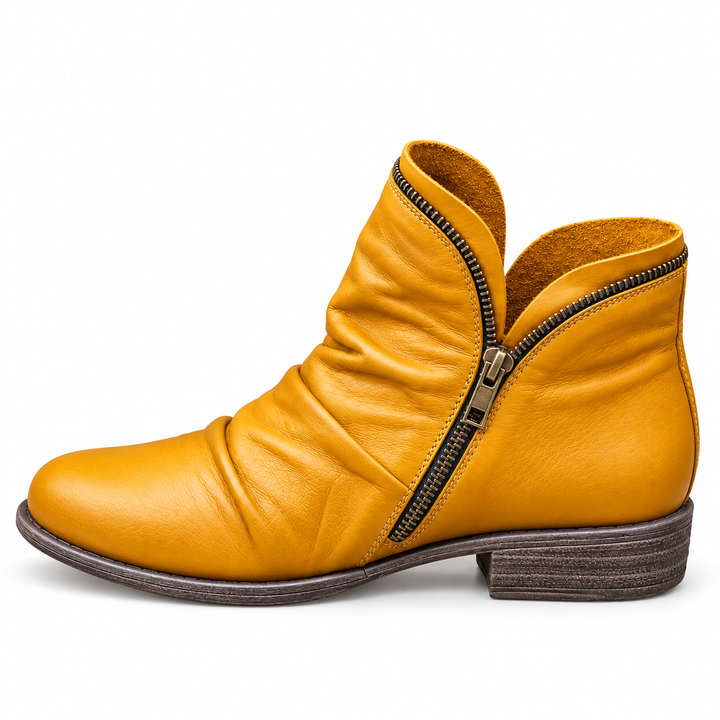 Vivienne purple slouch ankle boots, product side view
