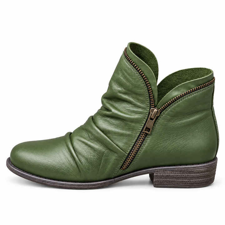 Vivienne purple slouch ankle boots, product side view
