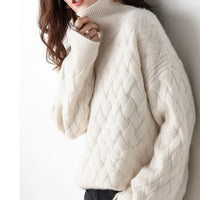Women's Turtleneck Cable Knit Sweater | Adelina