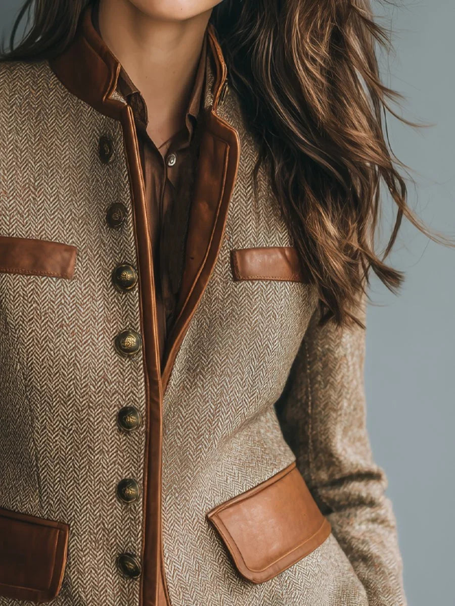 Marguerite jacket collar and button-front closure detail