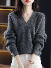 Women's V-Neck Long Sleeve Knit Sweater | Briony