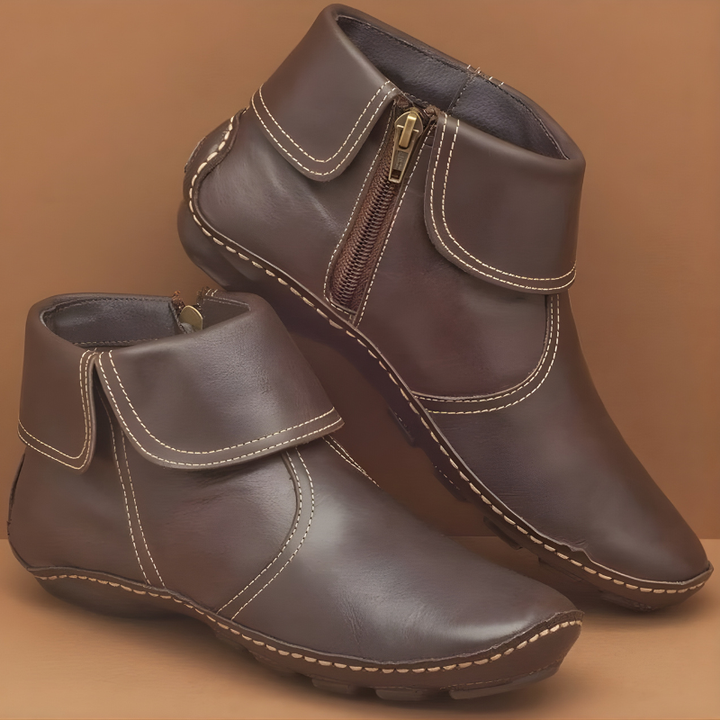 Rosamund waterproof ankle boots in brown, side profile