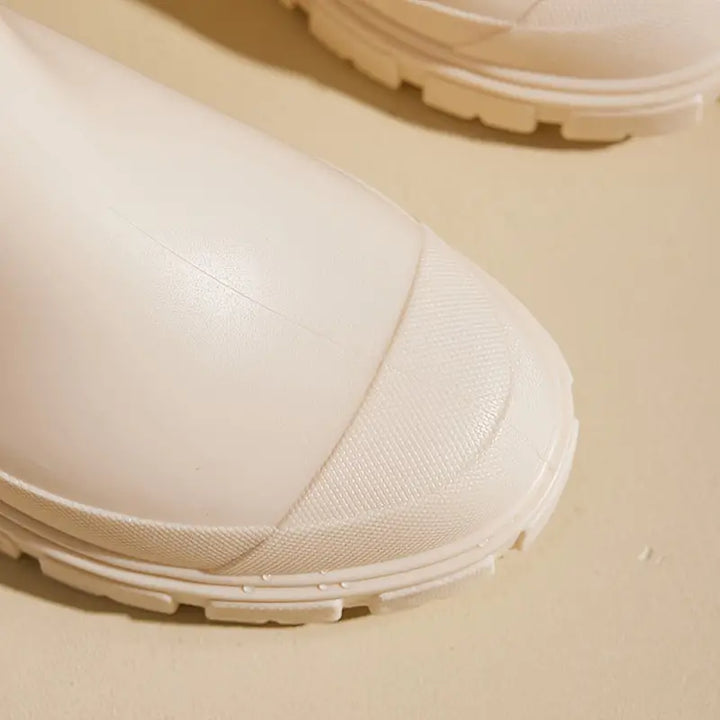 Close-up of Marisol boot toe cap and chunky lugged sole detail