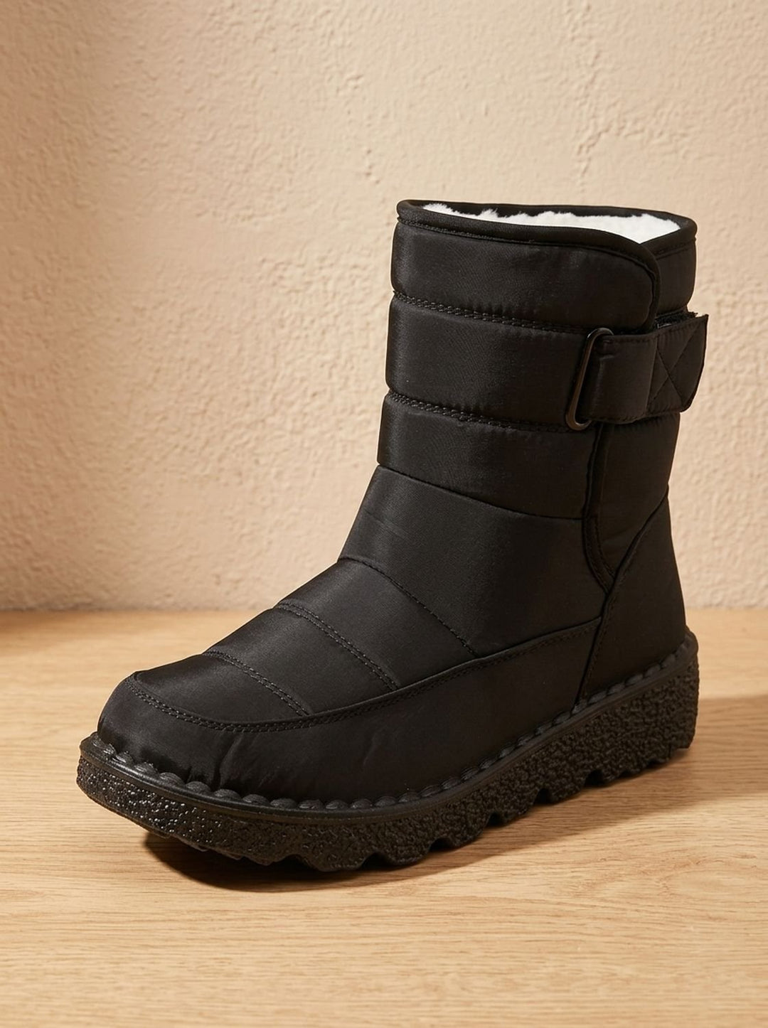Fernanda navy waterproof snow boot, front angle view