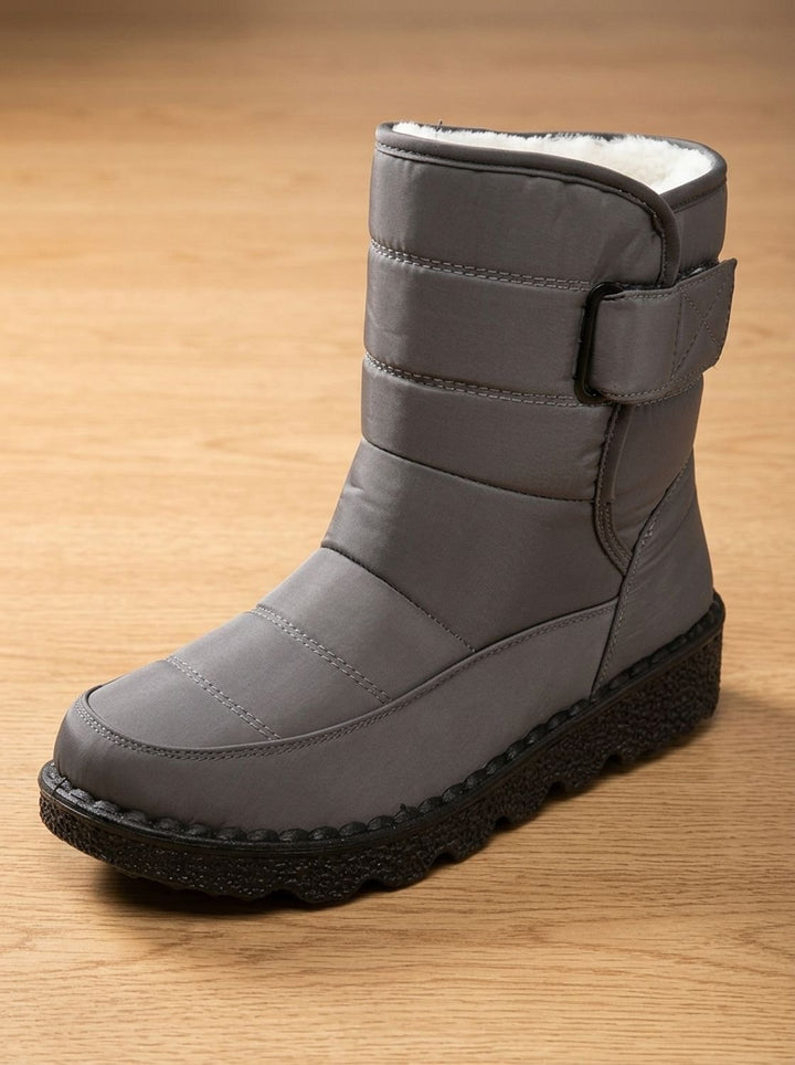 Fernanda navy waterproof snow boot, front angle view