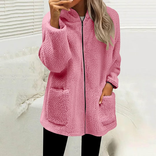 Marielle zip-up fleece jacket in lavender, front view
