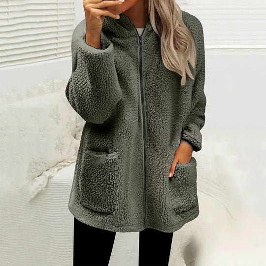Marielle zip-up fleece jacket in lavender, front view
